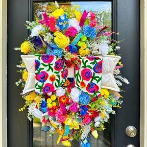 XL Big Bow Colorful Wreath
